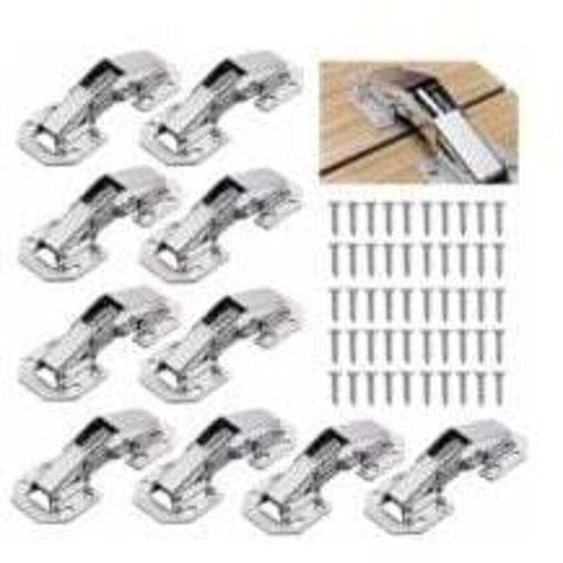 Mumu - 10 Pcs Cupboard Door Hinges with Vis, 3 Inch 90° Furniture Hinge for Kitchen Door Cabinets