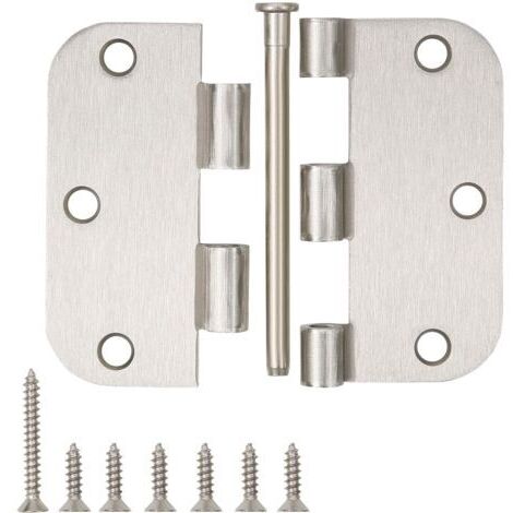 10 PCS de charnières de porte en nickel Satin Nickel 3,5 x 3,5 pouces intérieur 3 1/2 pouces charnières de porte Nickel brossé arrondi 5/8" Radius Corners Iron Bifold Silver Residential Hinges -INHHUB