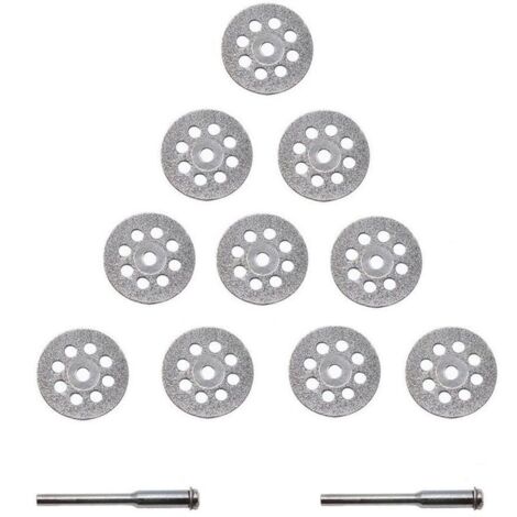 10 Pcs Disque Diamant Coupe de Diamant Matériaux 22 mm + 2 x Mandrin en Acier au Carbone Fraiseuses à Lamelles PourIdéal Pour la Coupe Pierres Précieuses, Verre, Céramique, Porcelaine, Carreaux