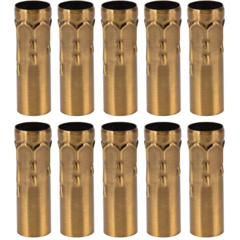 10 Pcs E14 Métal Tube Tête De Lampe Boîtier Fer pour Bougie Lampe Titulaire Tube Base De La Lampe 25x80mm Lustre en Cristal Tube Accessoires D'éclairage Raccords(Bronze doré)