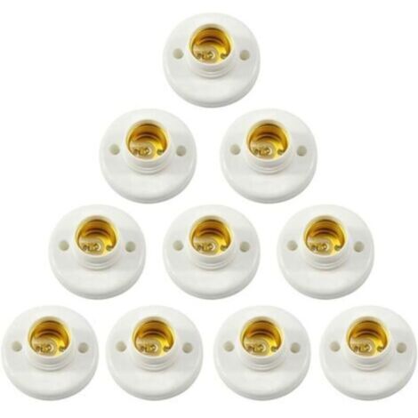 10 Pcs E27 Light Socket Holder, E27 Bulb Socket Holder, Round Screw-in Plastic Lamp Holder, E27 Wall Mounted Plastic Light Socket Holder for Ceilings and Walls