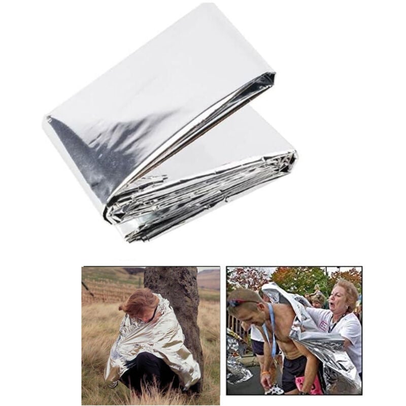 (Silver,160×210cm)10 Pcs Survival Blanket, Thermal Blankets Survival Rescue Blanket Sun Blanket for Camping, Hiking, First Aid