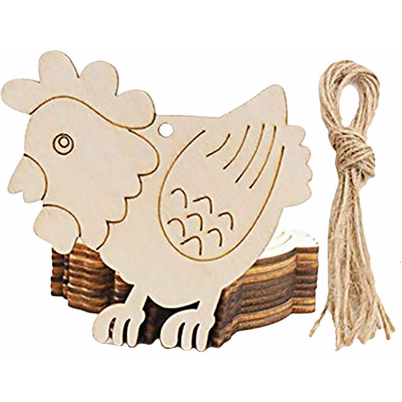 10 pcs Enfants diy Paques Haning Pendentifs En Bois Peint Signe Suspendu Porte De Paques Tenture D��coration Oeuf De Lapin D��coupes Bois ��tiquettes