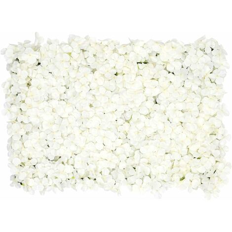 10 PCS Fleur Panneau mural fleurs artificielles Décoration murale 24 "x 16" Panneaux décoratifs Hortensia Fleur Mur pour Home Party Mariage Noël Festival Photo Backgdrop Décor blanc