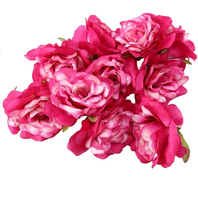 10 PCS Fleurs artificielles 10 cm Pour la decoration de mariage Couronne de bricolage Boite Floral Soie Fete Fleurs ( rouge)