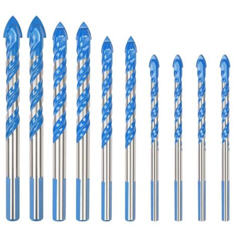 10 Pcs Foret Multi-matériaux Triangle Porcelaine Forage Métalliques Pour Carrelage Verre Marbre Miroir Bois, 6mm/ 8mm/ 10mm/ 12mm