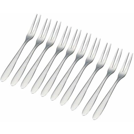 10 Pcs Fourchette à Gâteau en Acier Inoxydable Cocktail Fourchette à Dessert