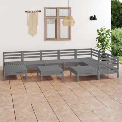 10 PCS Garden Lounge Pin Massif Grey - 252950