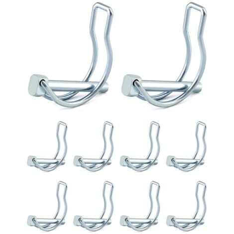 RNEMITERY 10 Pcs Goupille de Verrouillage Forme D, Goupille Securite en Acier au Carbone Galvanisé pour Jardin Pelouse Remorques - 6 x 45 mm