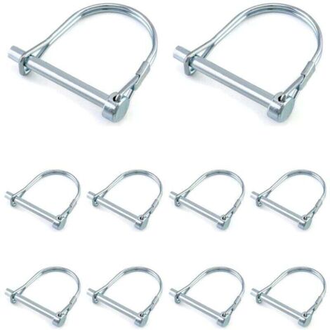 10 Pcs Goupille de Verrouillage Forme D, Goupille Securite en Acier au Carbone Galvanisé pour Jardin Pelouse Remorques - 6 x 50 mm