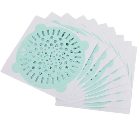 10 pcs jetable egouttoir Filtre Film Protecteur, Douche Drain Couvercle Receveur de Cheveux pour Cuisine Salle de Bains Drain de Plancher, Auto-adhesif(Vert)