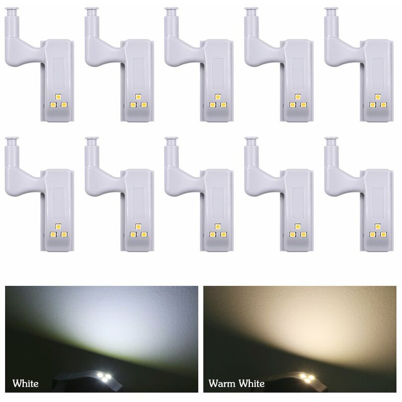 

10 PCS, lampara de luz con bisagra con sensor LED, para gabinete de cocina, blanco calido