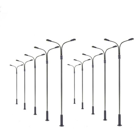 10 PCS LED Mini Lamppost Street HO OO Échelle 1/75 pour bacs à sable Jardin Miniature Villes Modèle Modèle Lampe Extérieure