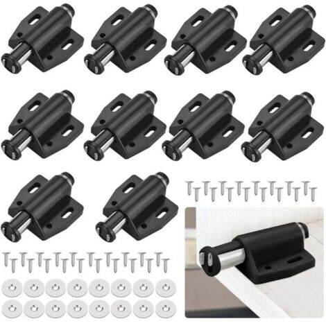 10 PCS Loqueteau Magnétique à Pression Loquet Aimanté en Plastique Loquet Magnétique à Fermeture Douce pour Porte Cabinet Tiroir Placard Coulissante Chambre Cuisine Salle de Bain - Noir