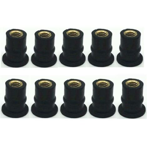 10 Pcs M5 Pare-brise Wellnut,Écrou de Puit Écrou de Pare-Brise de Moto Boulon de Pare-Brise en Caoutchouc et Laiton Métrique Boulon de Vis de Pare-Brise (Straight convexity, M5)，1.21.21.