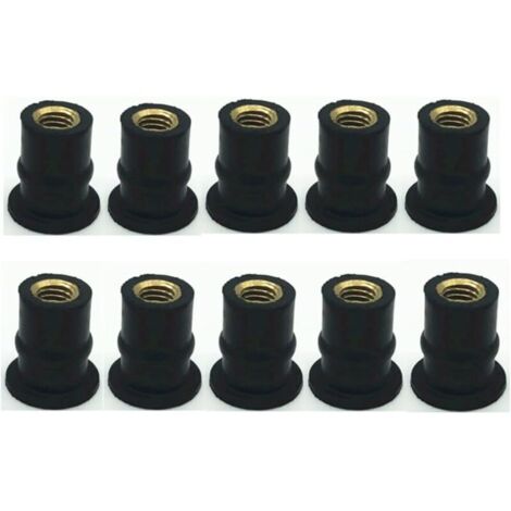 10 Pcs M5 Pare-brise Wellnut,Écrou de Puit Écrou de Pare-Brise de Moto Boulon de Pare-Brise en Caoutchouc et Laiton Métrique Boulon de Vis de Pare-Brise (Straight convexity, M5)，1.21.21.