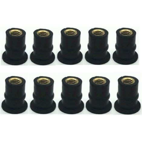 10 Pcs M5 Pare-brise Wellnut,Écrou de Puit Écrou de Pare-Brise de Moto Boulon de Pare-Brise en Caoutchouc et Laiton Métrique Boulon de Vis de Pare-Brise (Straight convexity, M5)，1.21.21.