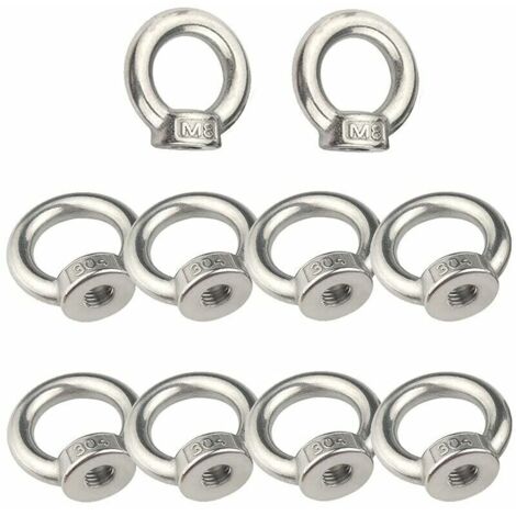 10 Pcs M8 Écrou À Oeil De Levage En Acier Inoxydable 304 Écrou À Oeil Argent Femelle Anneau Écrou Fixation Écrou Fileté Anneau De Levage Boulon À Oeil pour Accessoires De Levage[A+++]