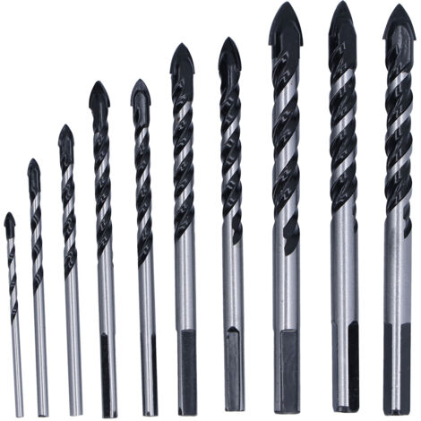 10 Pcs Masonry Drill Bits Set Industrial Strength Carbide Tips with Storage Case for Tile Brick Cement Concrete