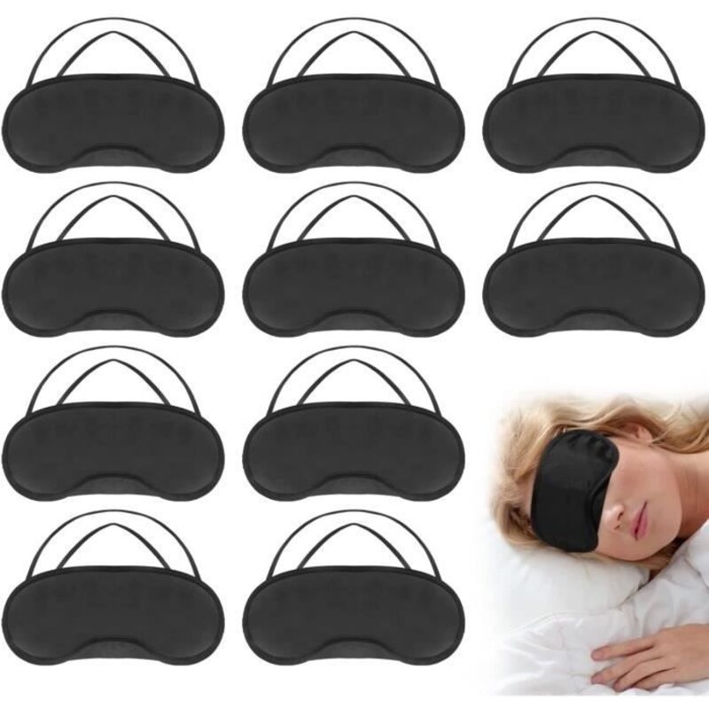 10 Pcs Masque de Sommeil, Masque de Nuit Léger Respirant Cache Oeil Dormir avec 2 Élastiques pour École Maison Bureau Enfants