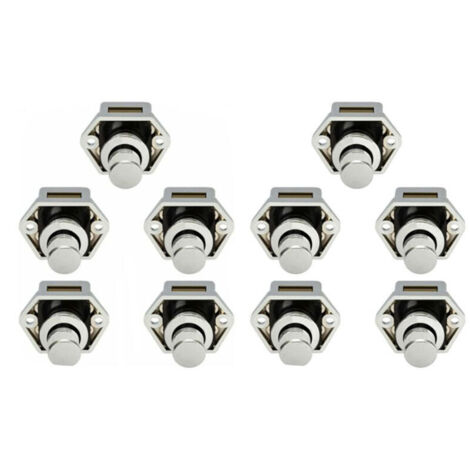 10 pcs Mini Bouton Poussoir Tiroir Placard Porte Loquet De Verrouillage Caravane Camping-car Nickel Bateau Bouton- Nickel