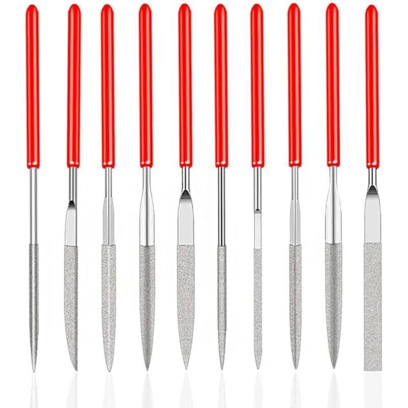 10 Pcs Mini Diamond Needle Files for Manuals, Model Making, Woodworking, Polishing for Wood, Jewelry, DIY, Metal (2 mm x 100 mm)