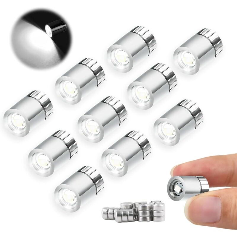 10 pcs Mini Lumières LED, Lampe LED Miniature, Mini Lampe LED avec Batterie, Mini LED a Pile, Petite Lumière LED pour Maison de Poupée, Vitrines,
