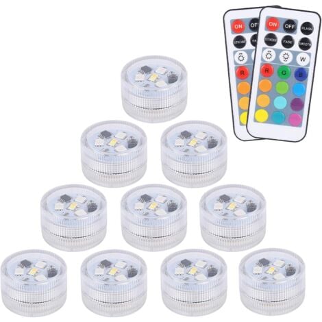 ALOVEZ 10 pcs Mini Lumières LED Submersible, ALED LIGHT Lampe sous-Marines Étanche RGB Multicolore Bougies LED Éclairage avec 2 Télécommandes pour Piscine Étang Aquarium Vase Décoration Halloween Noël [Class