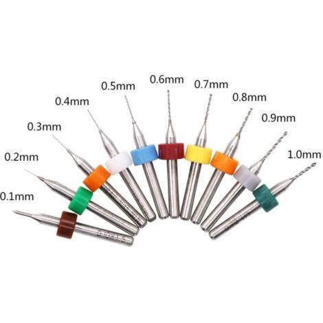 10 PCS Mini PCB Drill Bits 0.1-1.0mm, Carbide Spiral Flute Micro Drill Bits Rotary Tool Jewelry CNC Board Engraving Power, Versailles
