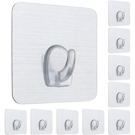 10 Pcs Nano Crochets Adhésifs En Plastique Fort Collant Crochet Réutilisable Crochet Mural Sans Ongles Lavable Non Tachant Crochet Carré pour Chambre Salle De Bains Cuisine Porte Murale