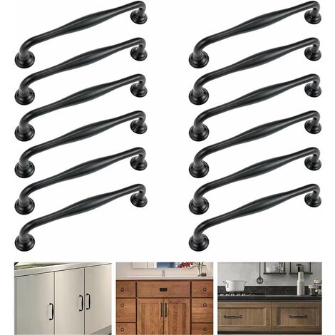 10 Pcs Noir 128mm Poignée De Porte D'armoire, Poignées De Meubles Poignée De Porte Poignée De Cuisine Poignée De Meubles Modernes Poignées Vintage Avec Vis Pour Armoire Armoires De Cuisine Meubles Arm