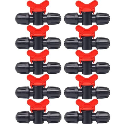 10 Pcs On/Off Irrigation Valves, PE Plastic Garden Tap, Double-Sided Outdoor Tap for Lawn Watering, Fits 16mm Hose YMYNY