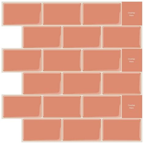 10 Pcs Orange 3D Wall Tile Sticker Kitchen Bathroom (30.5x 30.5cm)