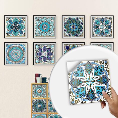 10 Pcs Papier Peint Carrelage Autocollant Mandala 10 X 10 Cm Style Mosaque Sticker Mural Film Dcoratif Impermable Pour Carreaux De Mur De Salle De