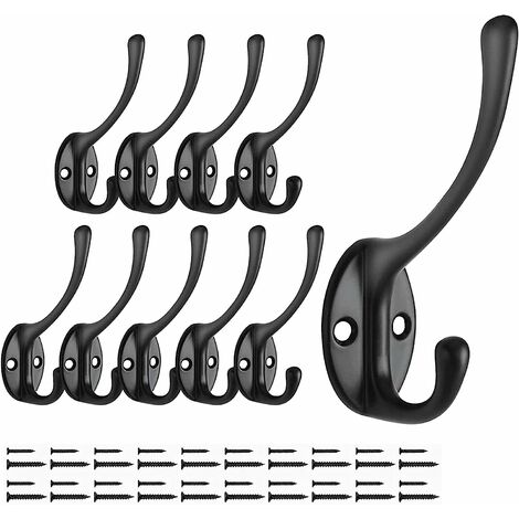 10 Pcs Patère Porte Manteau Murale Vintage Crochet Métal De Porte Chapeau Crochet Rétro pour Porte-Manteau Salle de Bain Cuisine (Noir)