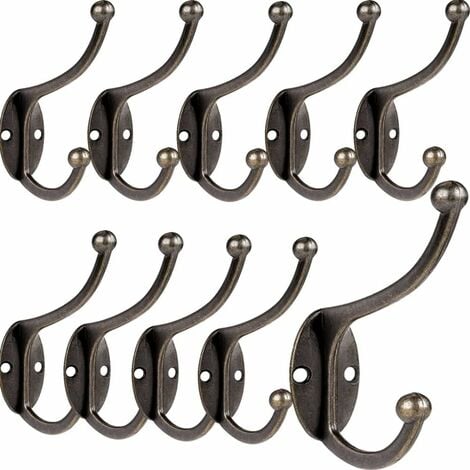 MISSDONG 10 Pcs Patère Porte Manteau Murale Vintage Crochet Uniques Métal De Porte Chapeau Crochet Rétro Inox avec Vis pour la maison pour Porte-Manteau Salle de Bain Cuisine (Copper)