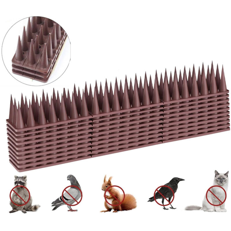 10 pcs Pic Anti Pigeon 43CM, Anti Pigeons pour Balcon, Pique Anti Pigeon Plastique, Anti Pigeon, Corbeaux, Chats, Moineaux, ect, Brun