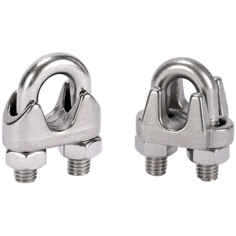 10 Pcs Pince de Câble Métallique Serre Cable Acier Inox Serre-Câbles Étrier M4，argent，2.3cm