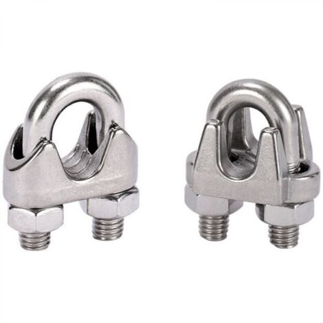 10 Pcs  Pince de Câble Métallique Serre Cable Acier Inox  Serre-Câbles Étrier M4，argent，2.3cm