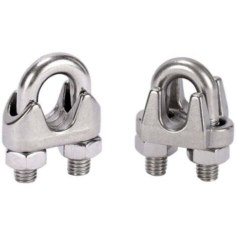 10 Pcs Pince de Câble Métallique Serre Cable Acier Inox Serre-Câbles Étrier M4，argent，2.3cm