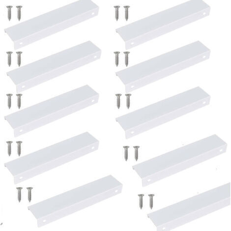 10 Pcs Poignée Cuisine Invisible 150mm,Poignée Meuble Cuisine Invisible,Poignée Blanche pour meuble Idéales avec Un Style Epuré et Moderne,pour Placards,Armoires,Tiroirs de Cuisine