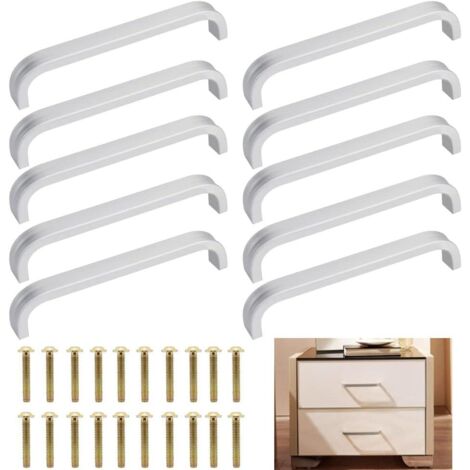 10 PCS Poignée de Meuble Cuisine Inox Poignet de Porte Cuisine Universel Poignet Tiroir Meuble en Aluminium Poignée Bâton De Porte Exterieure avec 20 Vis pour Cuisine Armoire Porte Placard