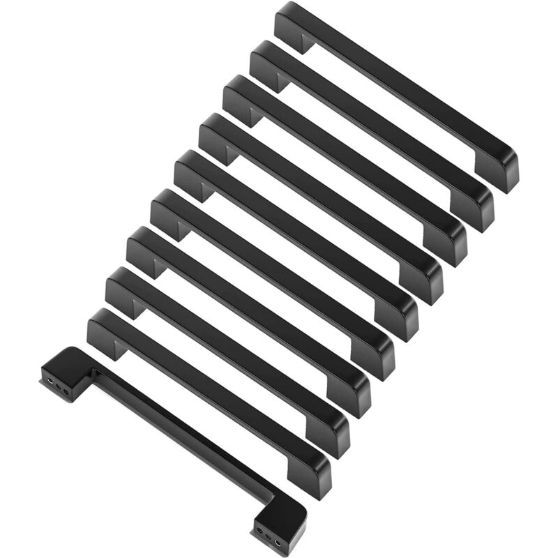 10 pcs Poignee de Meuble Cuisine Noir , Poignée Meubles Entraxe 128mm, Poignet Carrée de Porte d'Armoire Moderne pour Tiroirs, Armoires, Placards,