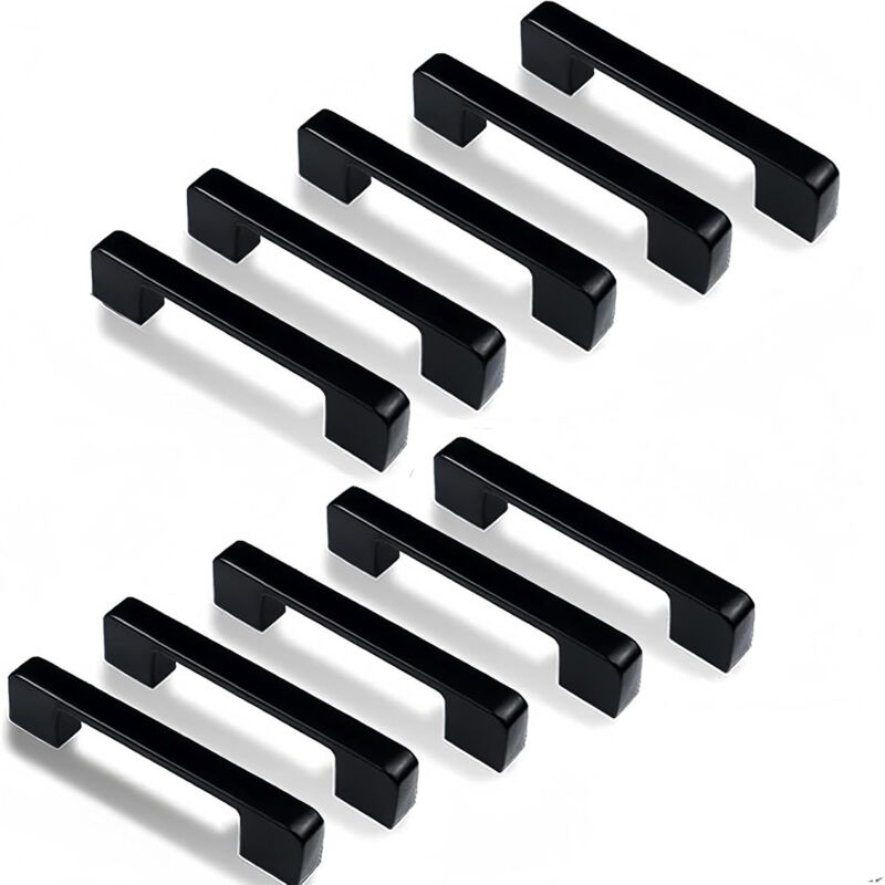 10 pcs Poignee de Meuble Cuisine Noir , Poignée Meubles Entraxe 96mm, Poignet Carrée de Porte d'Armoire Moderne pour Tiroirs, Armoires, Placards,