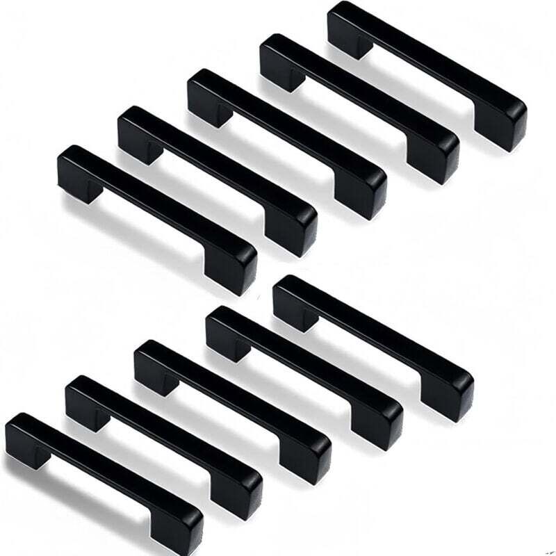 10 pcs Poignee de Meuble Cuisine Noir , Poignée Meubles Entraxe 96mm, Poignet Carrée de Porte d'Armoire Moderne pour Tiroirs, Armoires, Placards,