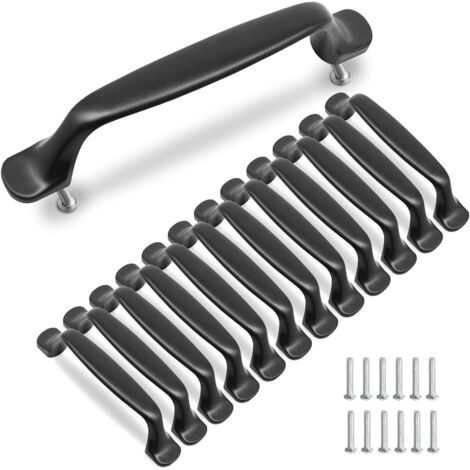 10 Pcs Poignée Meuble Cuisine 96mm Alliage d'Aluminium Poignées Armoire Porte avec Vis Noir