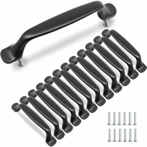 10 Pcs Poignée Noir Meuble Cuisine 96mm Alliage d'Aluminium Poignées Armoire Porte avec Vis