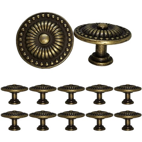 Pomelli per comò Vintage in bronzo confezione da 12 manopole per mobili  rotonde antiche per pomelli per cassetti rotondi in metallo da cucina pomello  per porta in lega di zinco - AliExpress