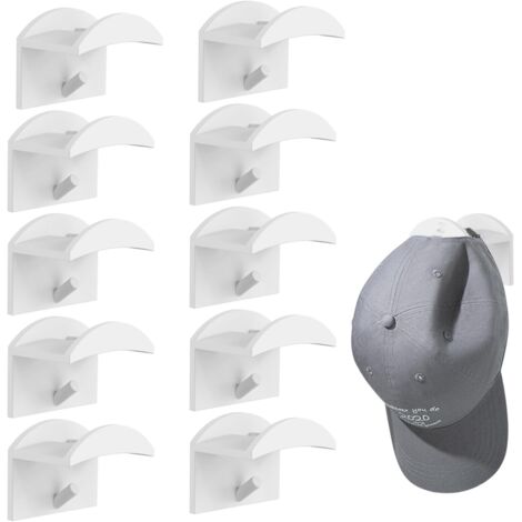 10 Pcs Porte Casquette,Support Casquette,Porte Casquette Mural,Range Casquette,Porte-Casquettes De Baseball Casque De Baseball Adhésif Sans Perforation,Pour Chapeaux,Écharpes,Sacs, Serviettes,Casques