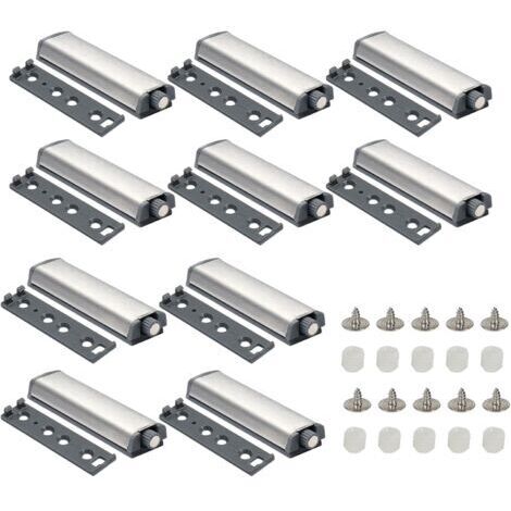 10 PCS Push to Open Aimant Poussoir Porte Placard Loquet Magnetique, Loquet Magnétique avec Amortisseur Porte Placard, Tampon Ralentisseur de Porte, Système d’ouverture et Fermeture par Pression